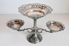French 19th Century Silver Epergne with Pierced Foliage and Scrolling Motifs