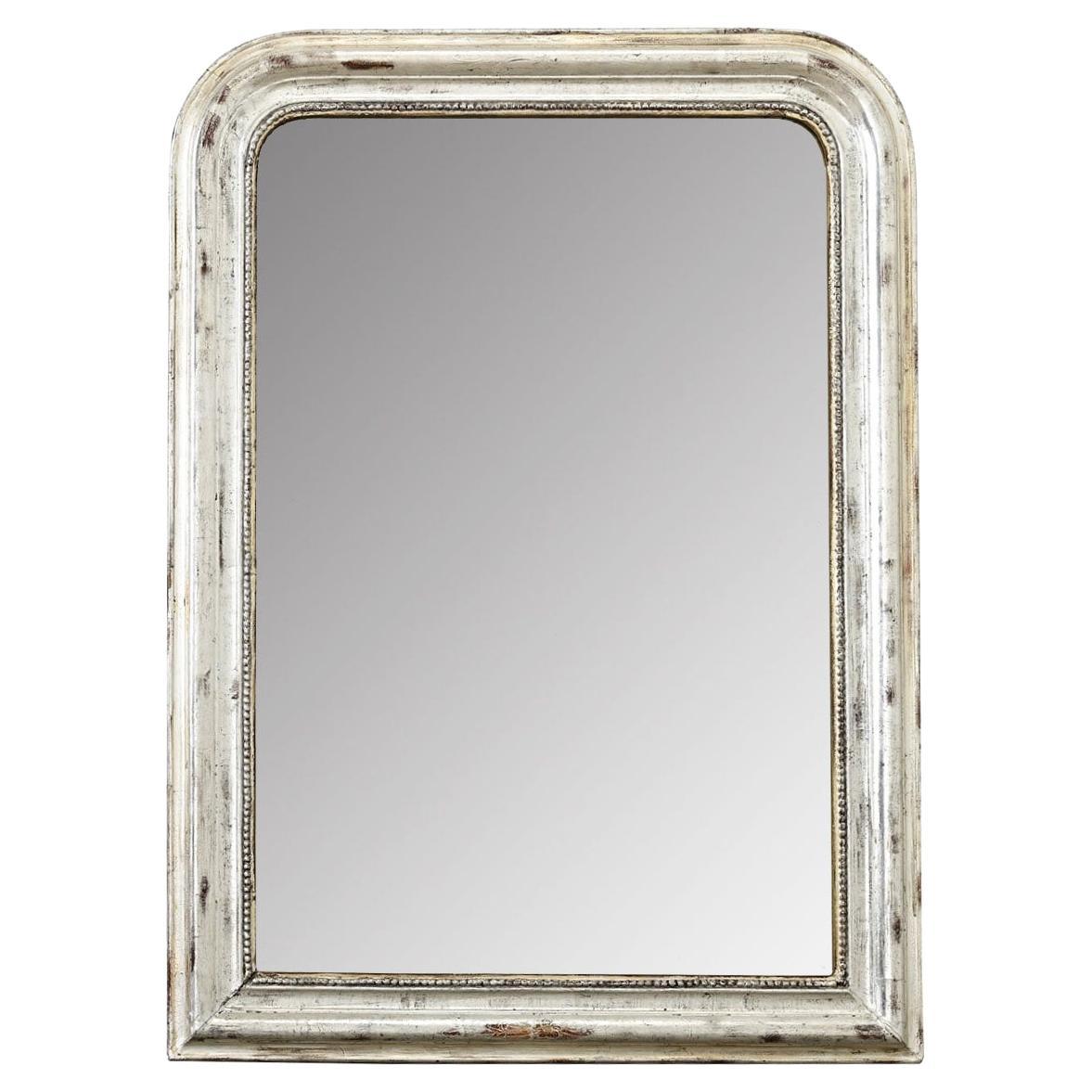 Specchio francese del XIX secolo in argento dorato Louis Philippe