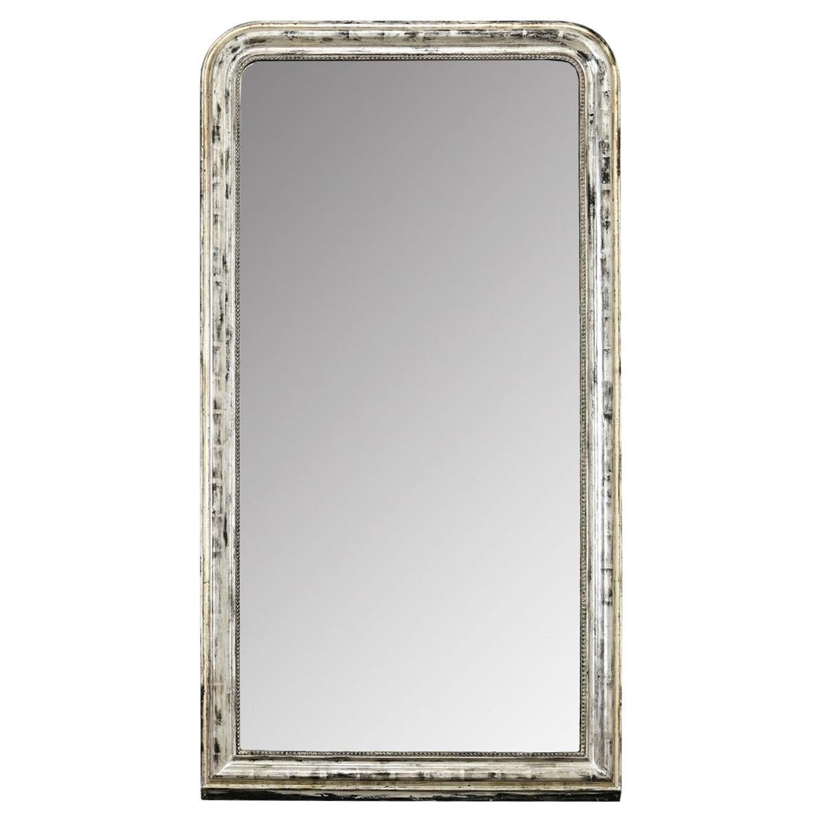 Specchio francese del XIX secolo in argento dorato Louis Philippe