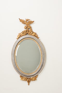 French 19th Century Silver & Gold Gilt Oval Mirror