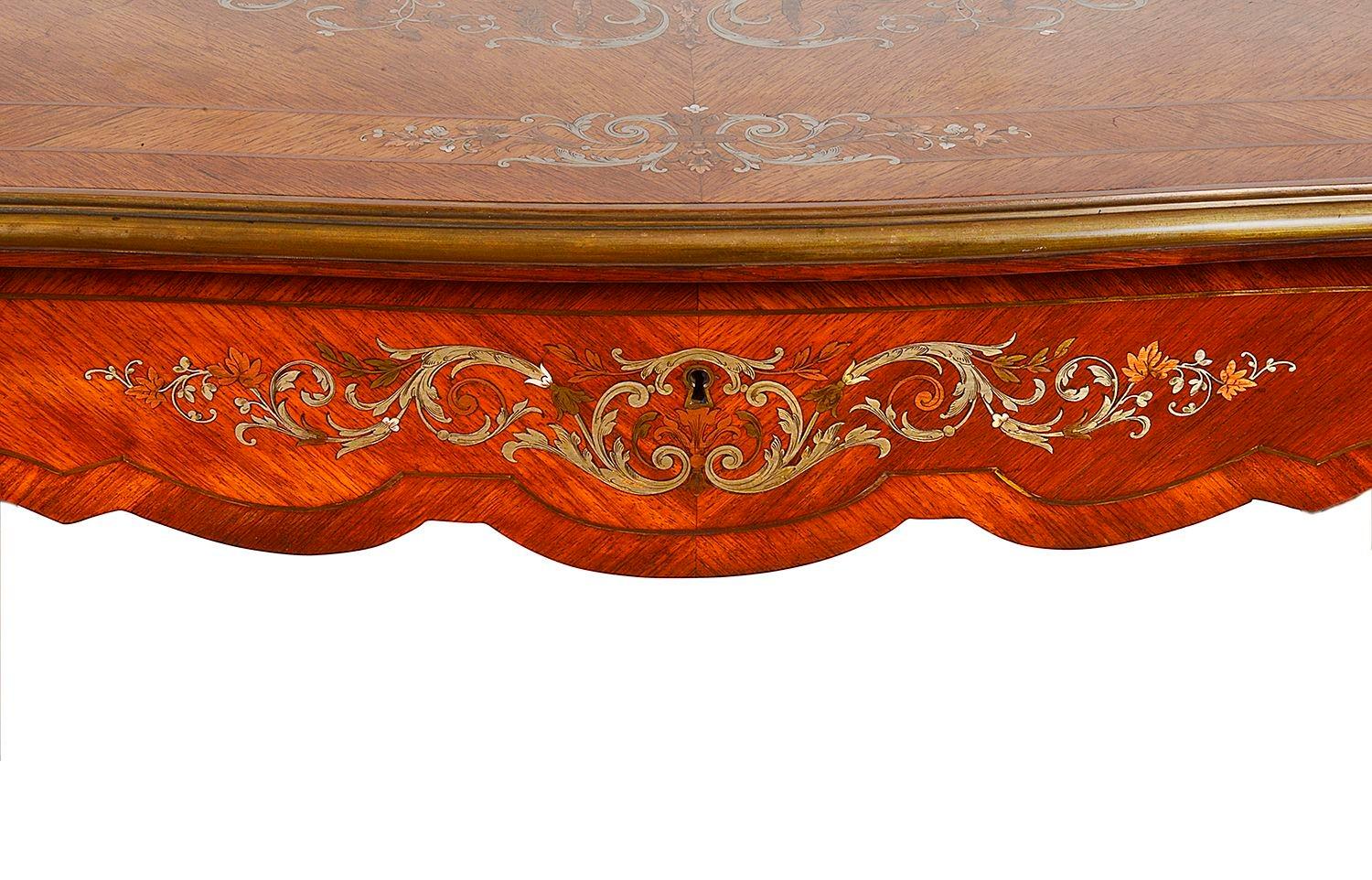 Veneer French 19th Century Silver Inlaid Side Table For Sale