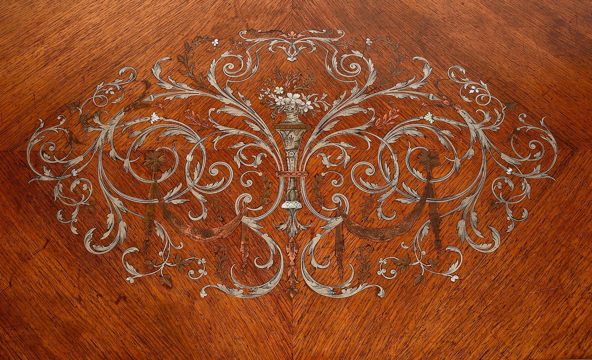 French 19th Century Silver Inlaid Side Table For Sale 1