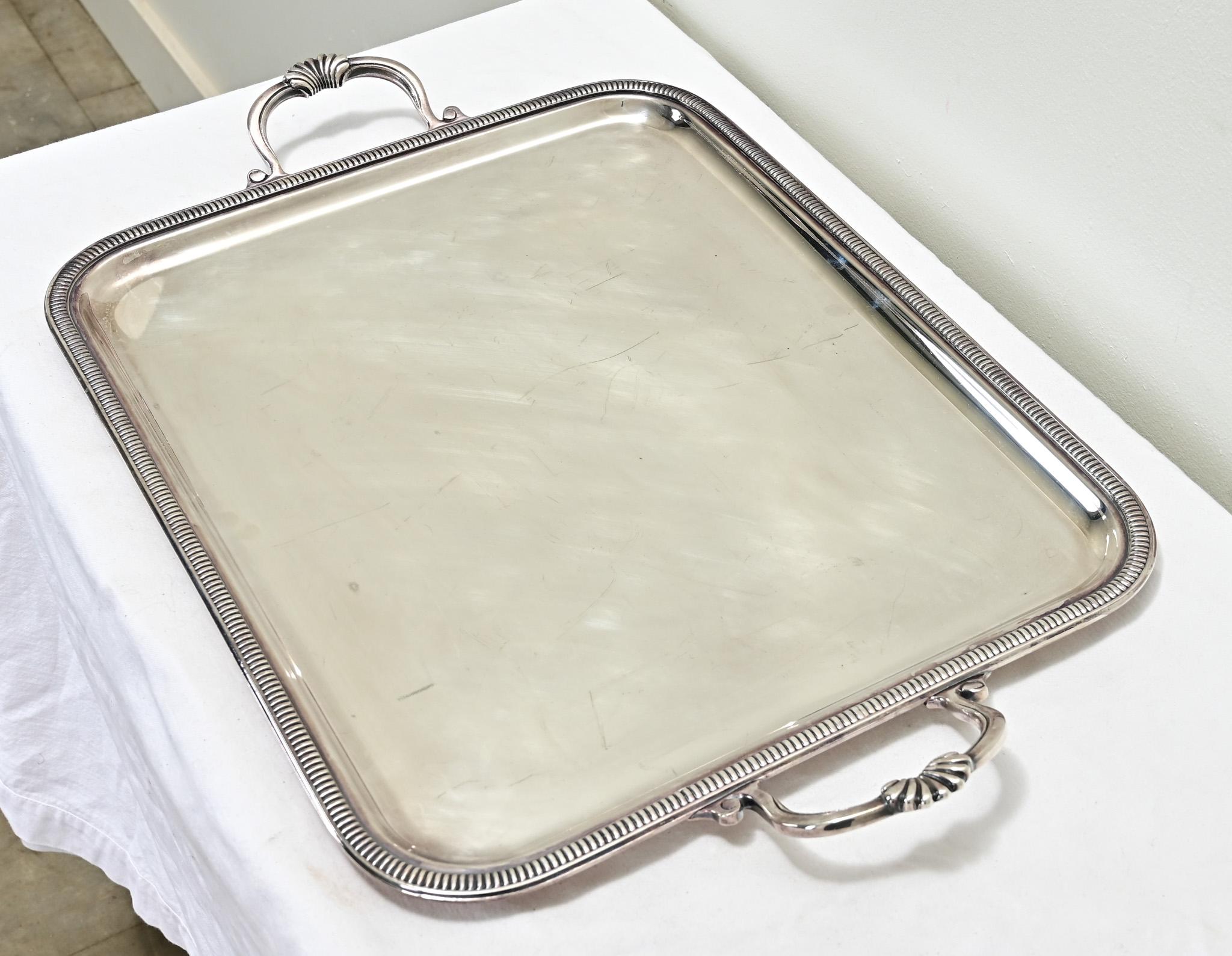 French 19th Century Silver Plate Serving Tray In Good Condition In Baton Rouge, LA