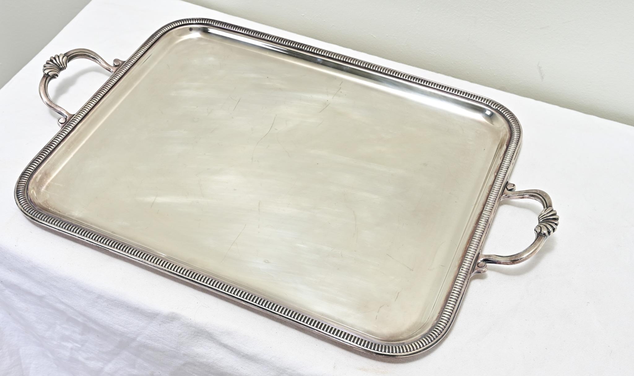 French 19th Century Silver Plate Serving Tray 1