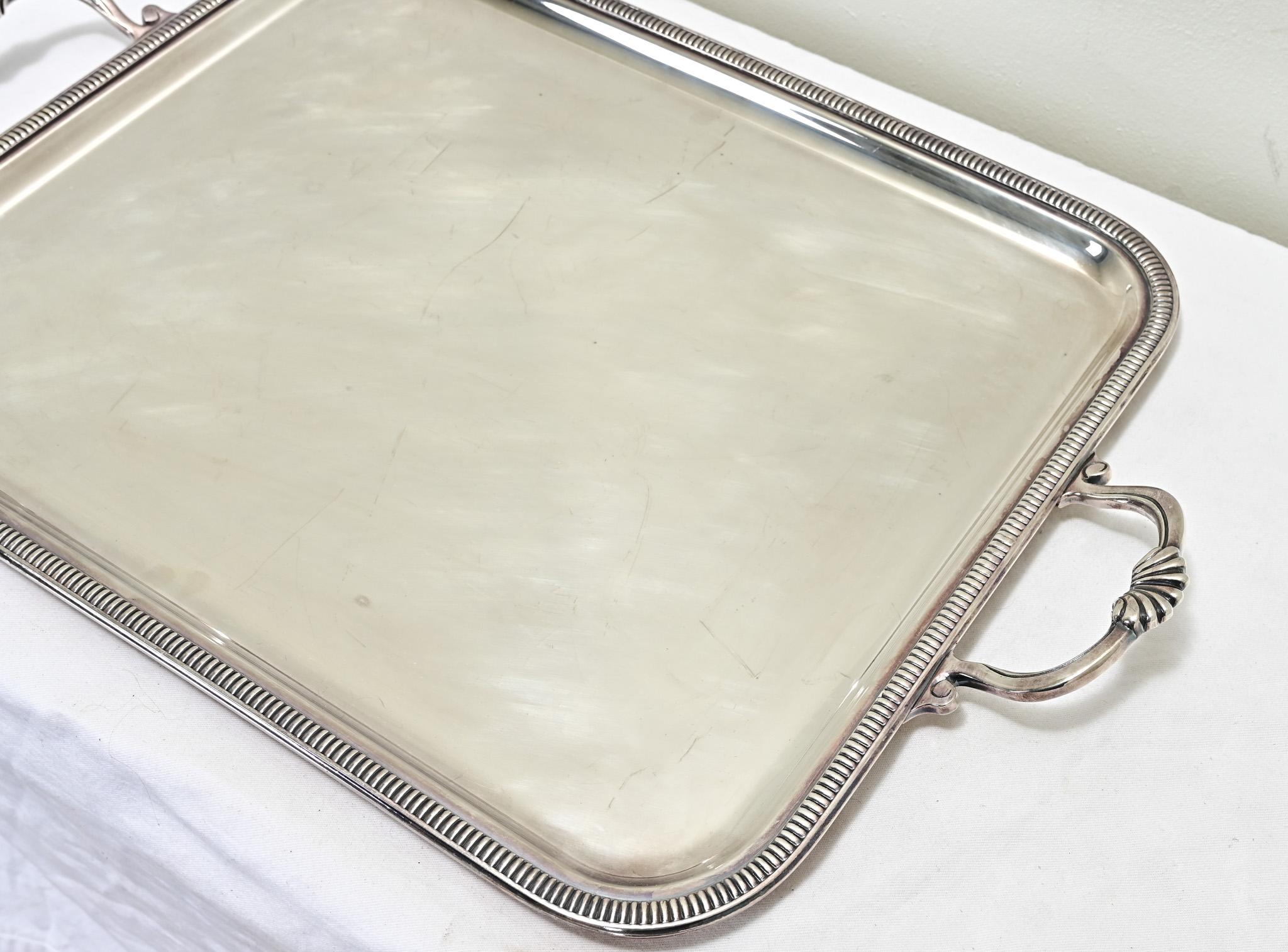 French 19th Century Silver Plate Serving Tray 2