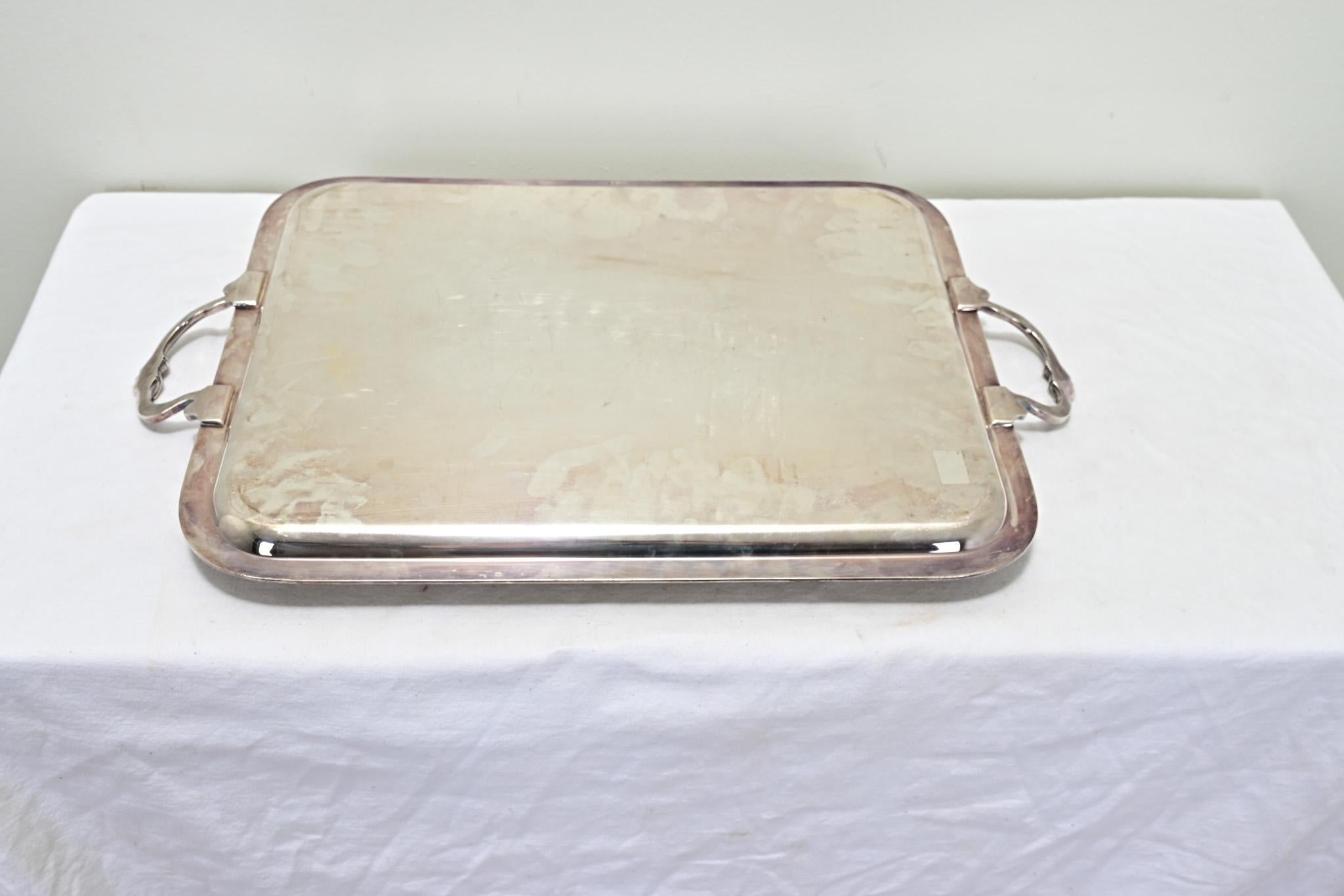 French 19th Century Silver Plate Serving Tray 3