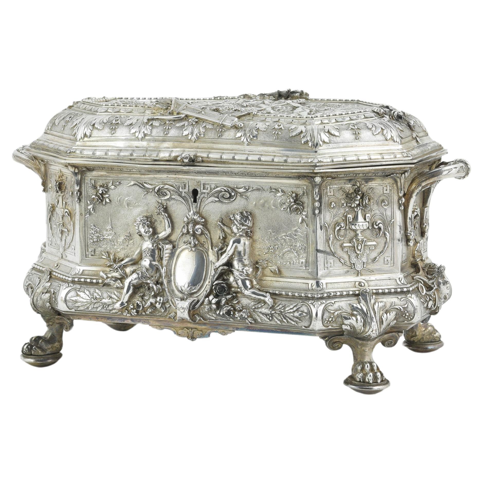 French 19th Century Silver Plated Casket For Sale