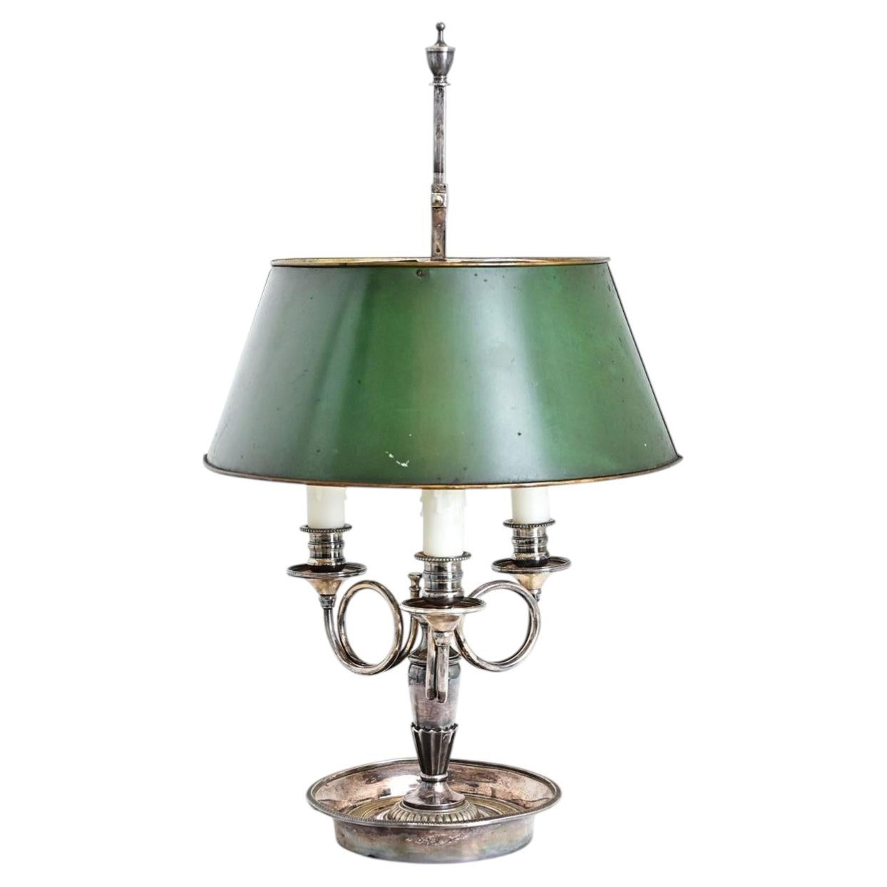 French 19th Century Silverplate Bouillotte Table Lamp