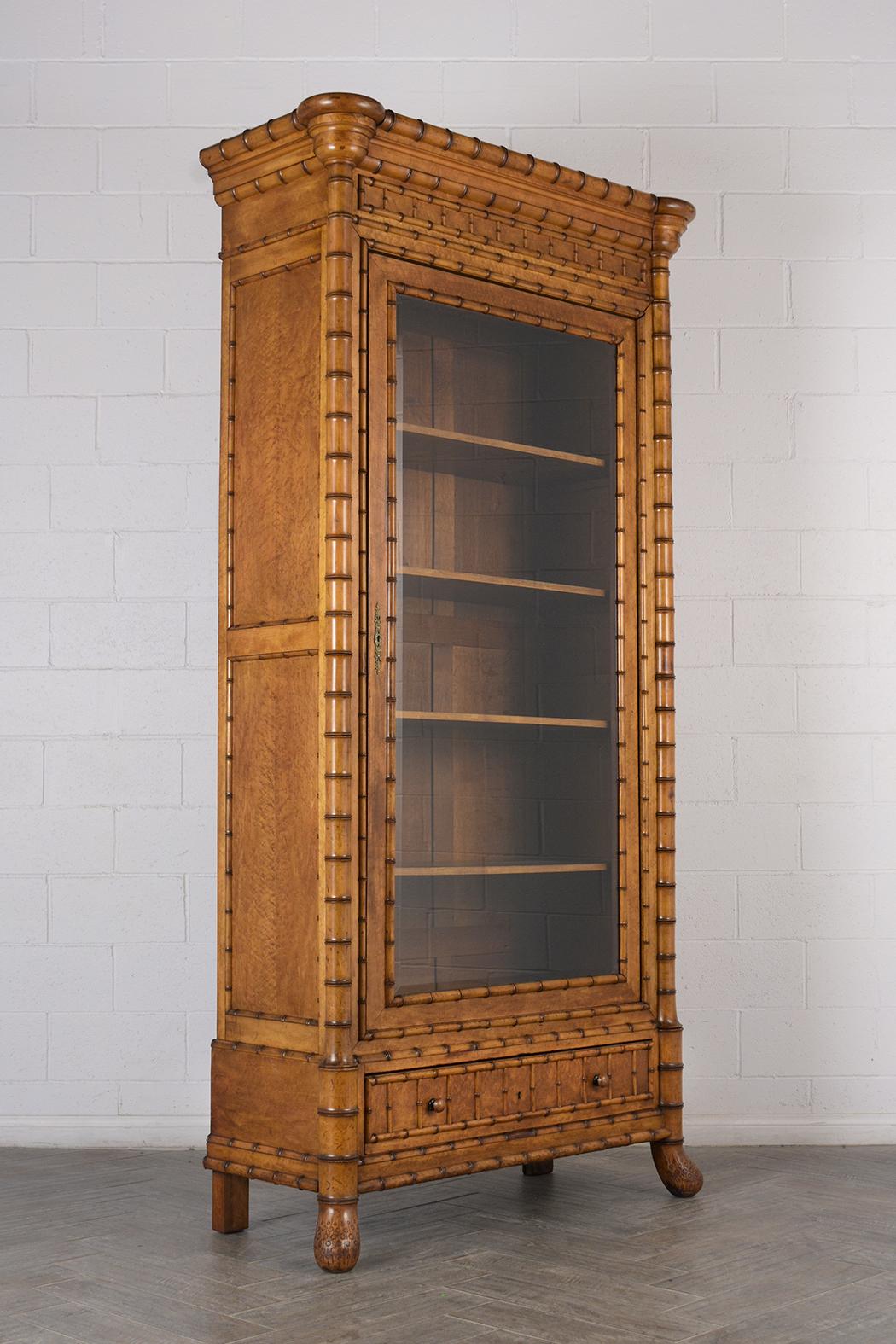 Neoclassical French 19th Century Single Door Bamboo Bookcase