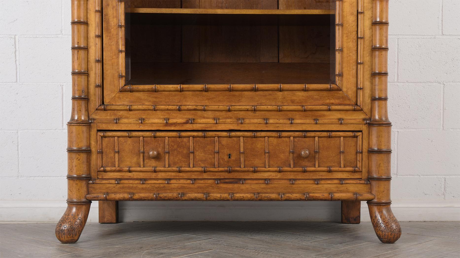 French 19th Century Single Door Bamboo Bookcase 1