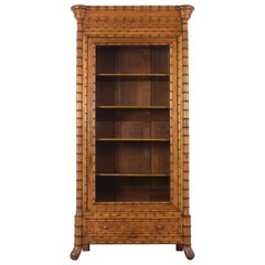 French 19th Century Single Door Bamboo Bookcase