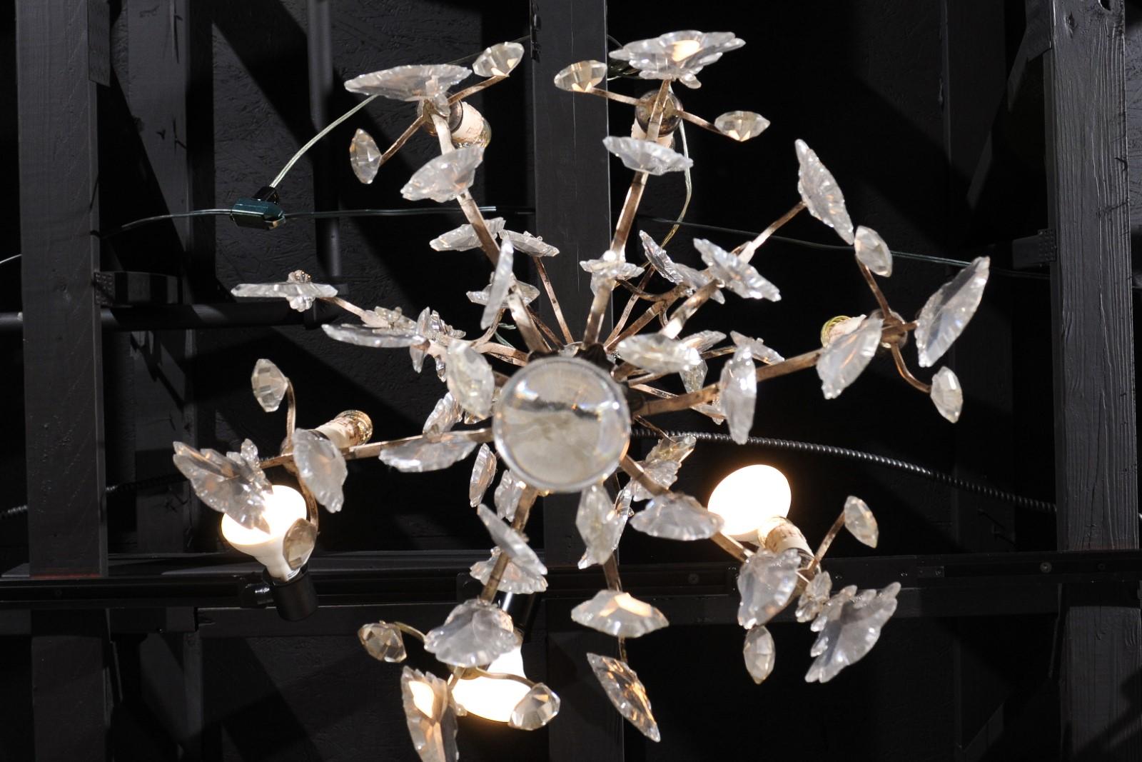 French 19th Century Six-Light Crystal Chandelier with Silvered Armature For Sale 8