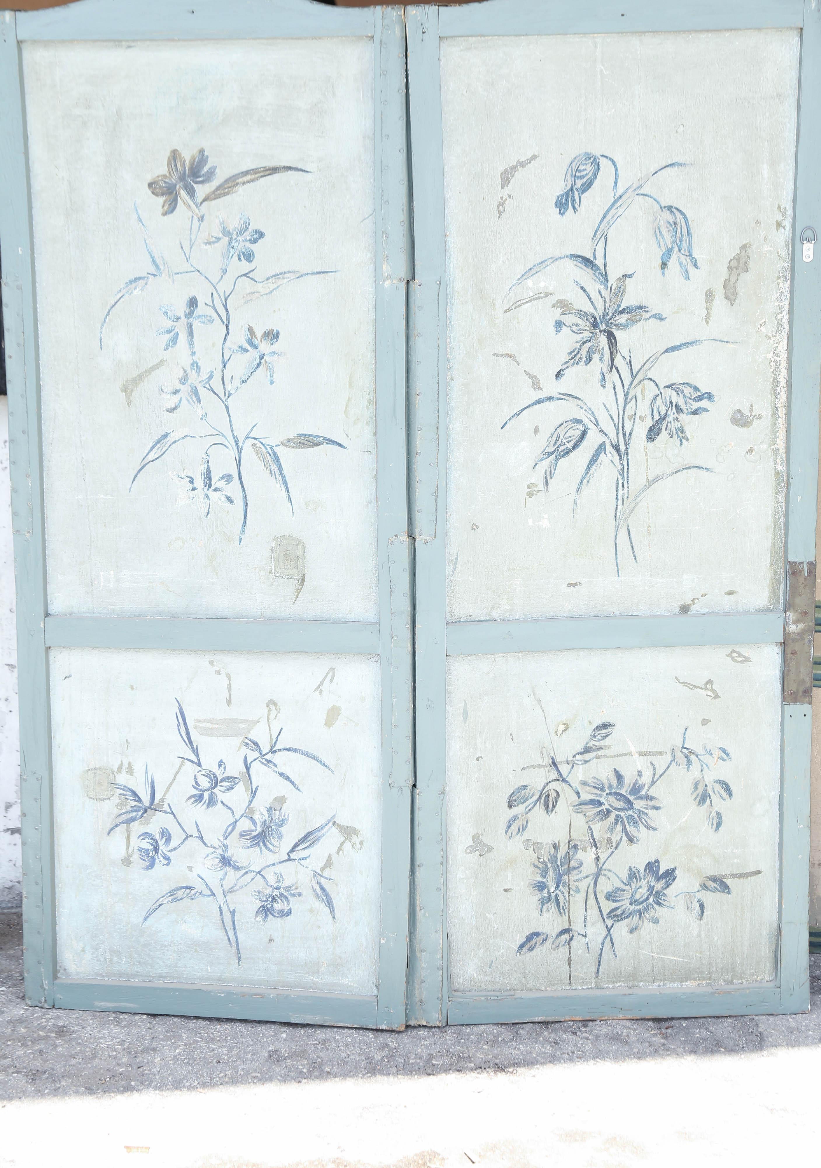 French 19th Century Six-Panel Painted Canvas Screen For Sale 9