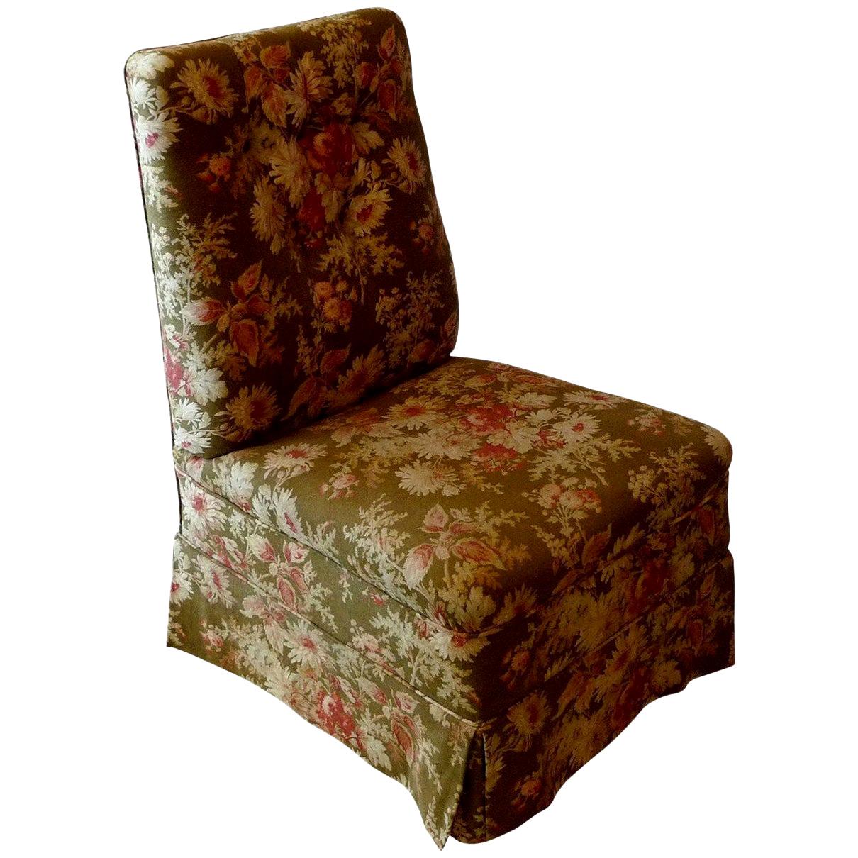 Slipper Chair with Vintage Indian Kalamkari Fabric at 1stDibs