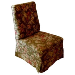 French 19th Century Slipper Chair with Floral Pattern Fabric