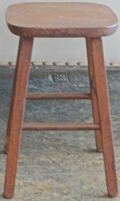 French 19th Century Small 4-Leg Wood Stool