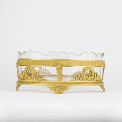 French 19th Century Small Cut Glass and Gilt Bronze Oval Empire Jardinière