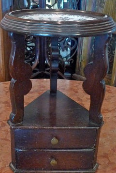 French 19th Century Small Mahogany Triangle Cabinet with 2 Small Drawers