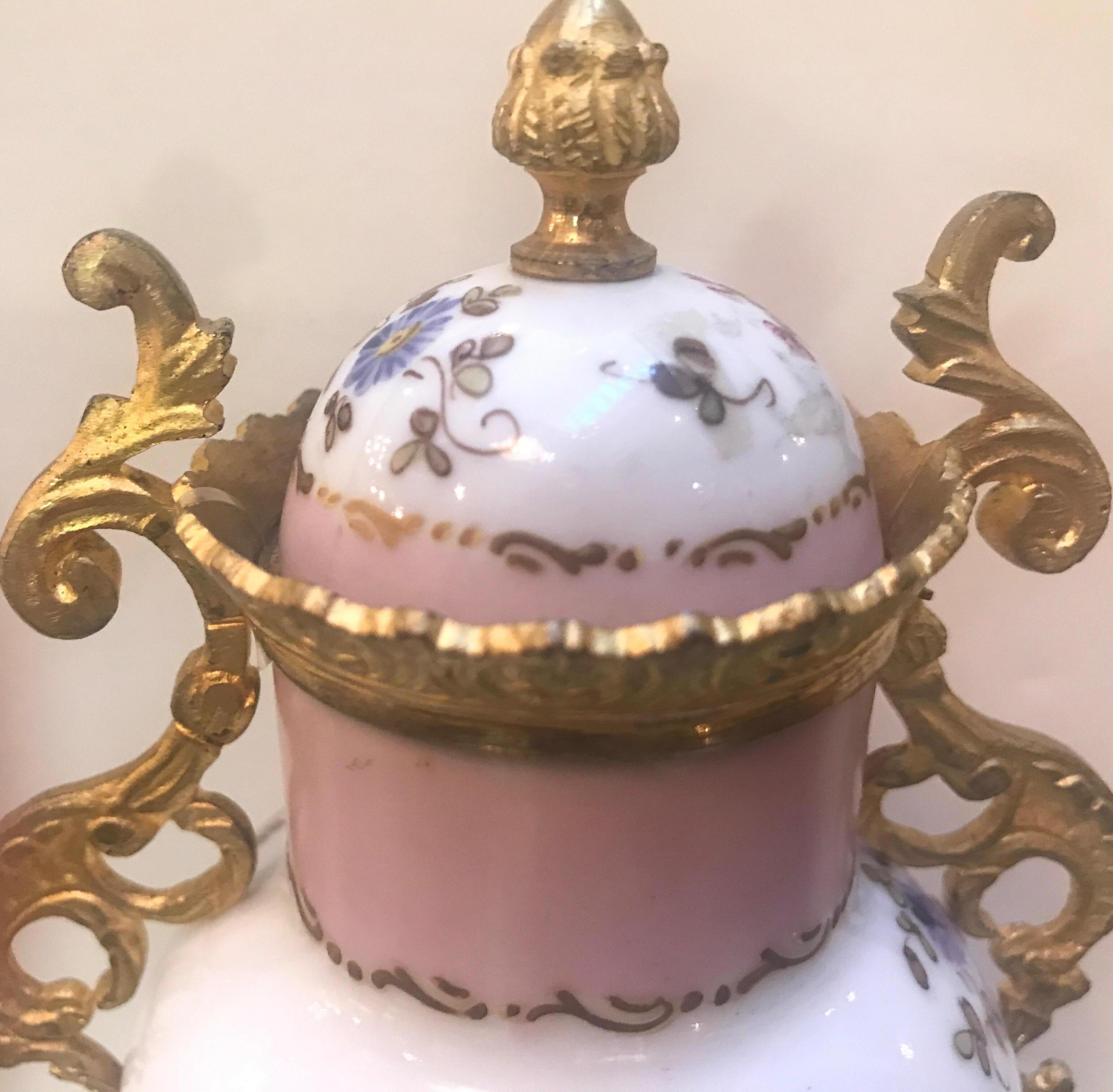 French, 19th Century Small Porcelain and Ormolu Hand Painted Urn 2