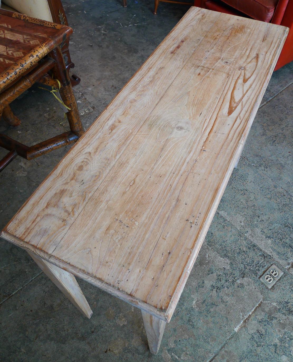 French 19th Century Small Slim Pine Console Table In Distressed Condition In Santa Monica, CA