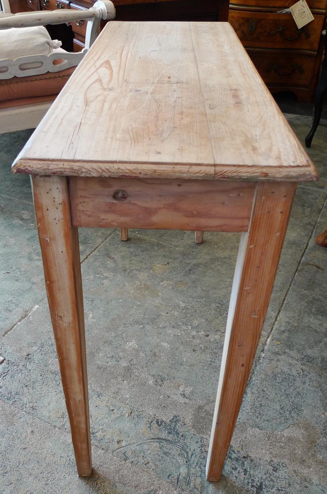 French 19th Century Small Slim Pine Console Table 1