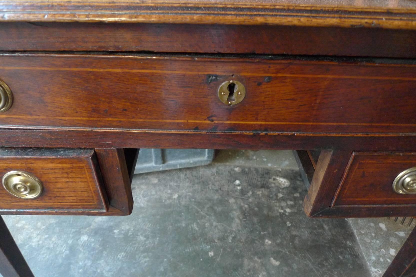 French 19th Century Small Stained Pine Three-Drawer Desk 2