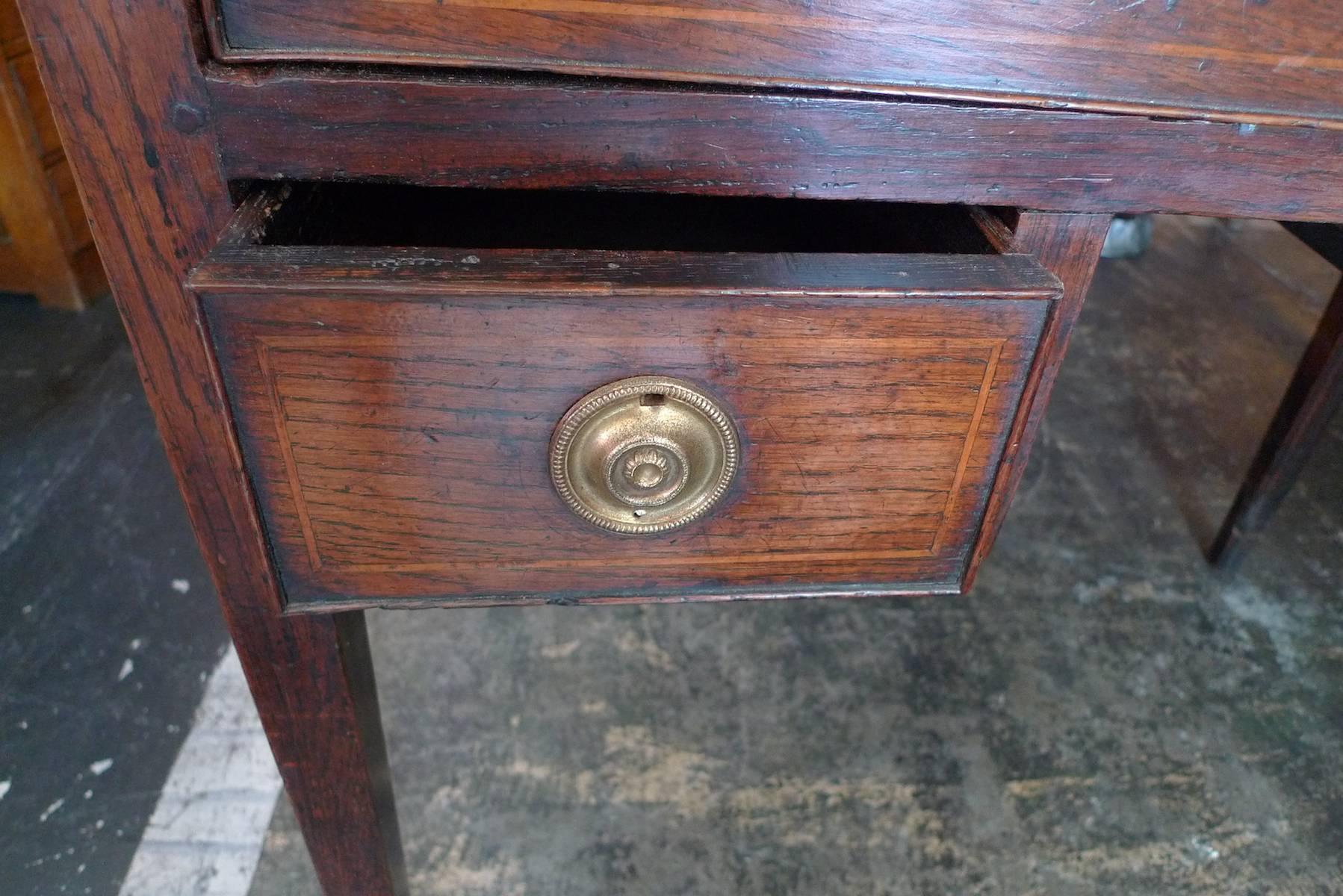 French 19th Century Small Stained Pine Three-Drawer Desk 3