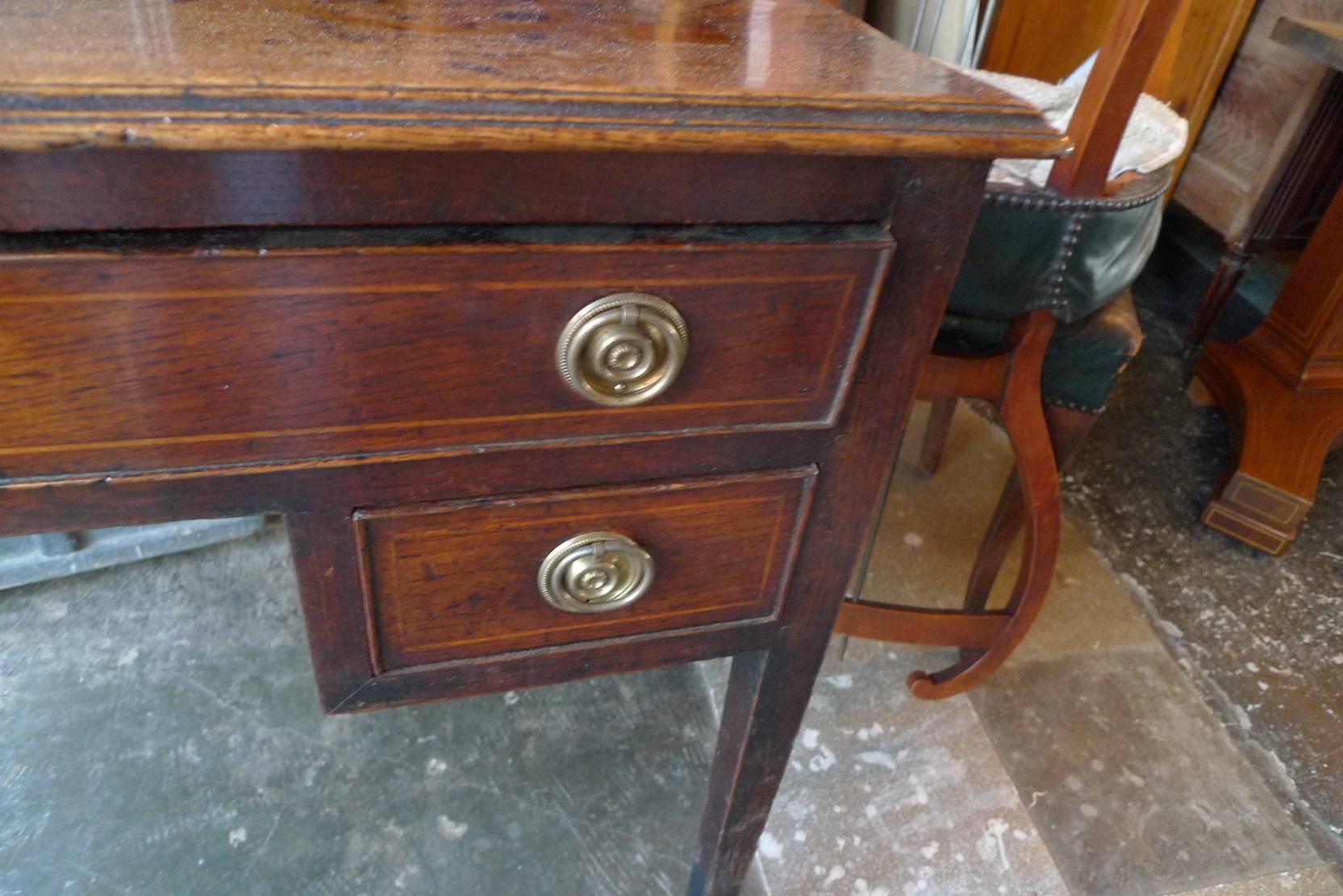 French 19th Century Small Stained Pine Three-Drawer Desk 5