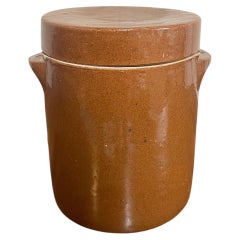 French 19th Century Small Stoneware Confit Storage Pot