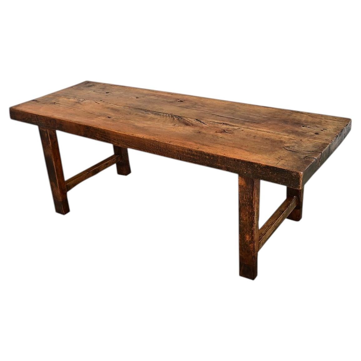 French 19th Century Solid Beech Farm Table