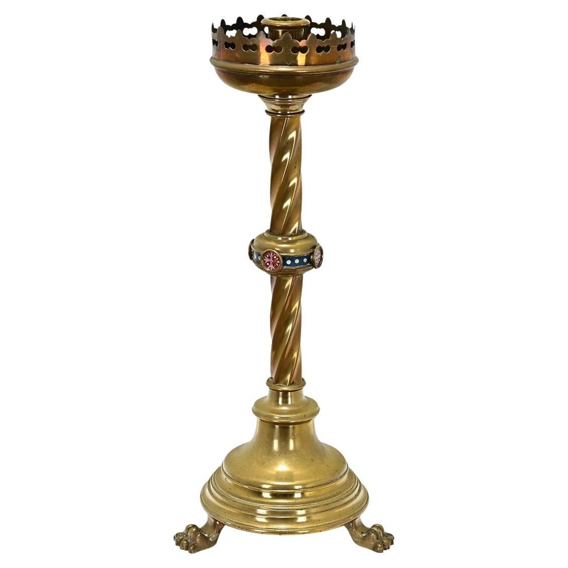 French 19th Century Solid Brass Altar Candlestick