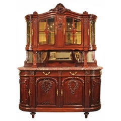 French 19th Century Solid Mahogany Buffet with Hutch