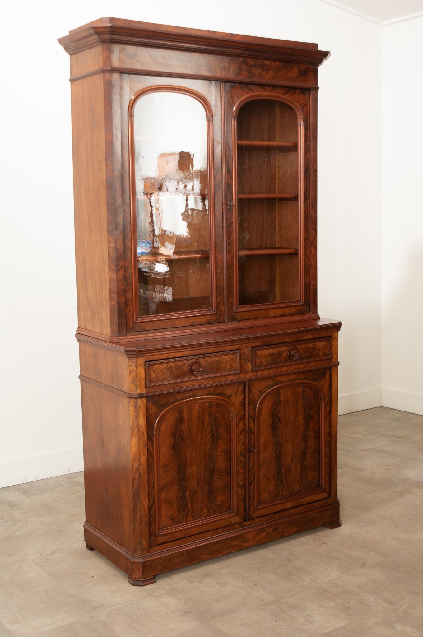 French 19th Century Solid Mahogany Louis Philippe Style Bibliotheque 6