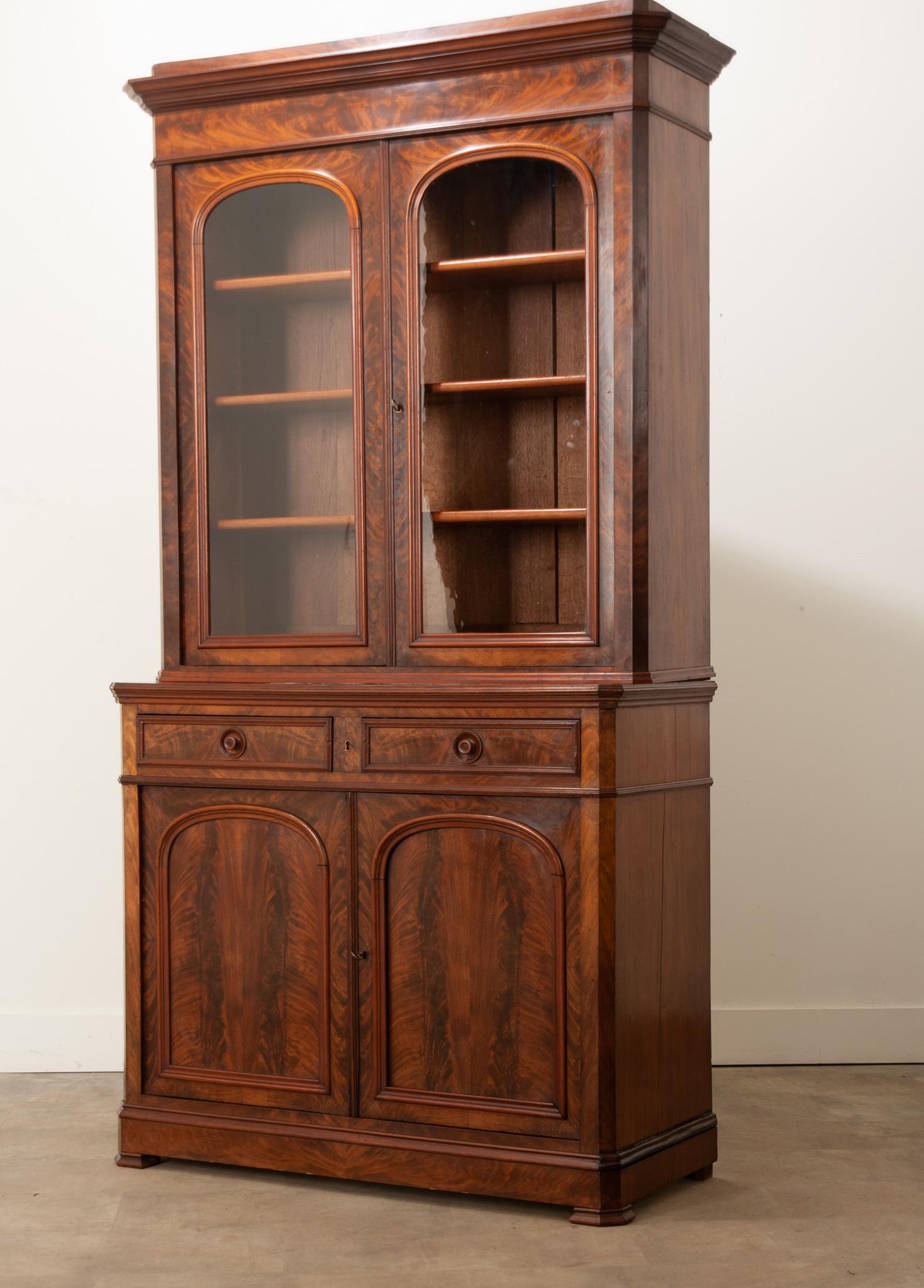 French 19th Century Solid Mahogany Louis Philippe Style Bibliotheque 2