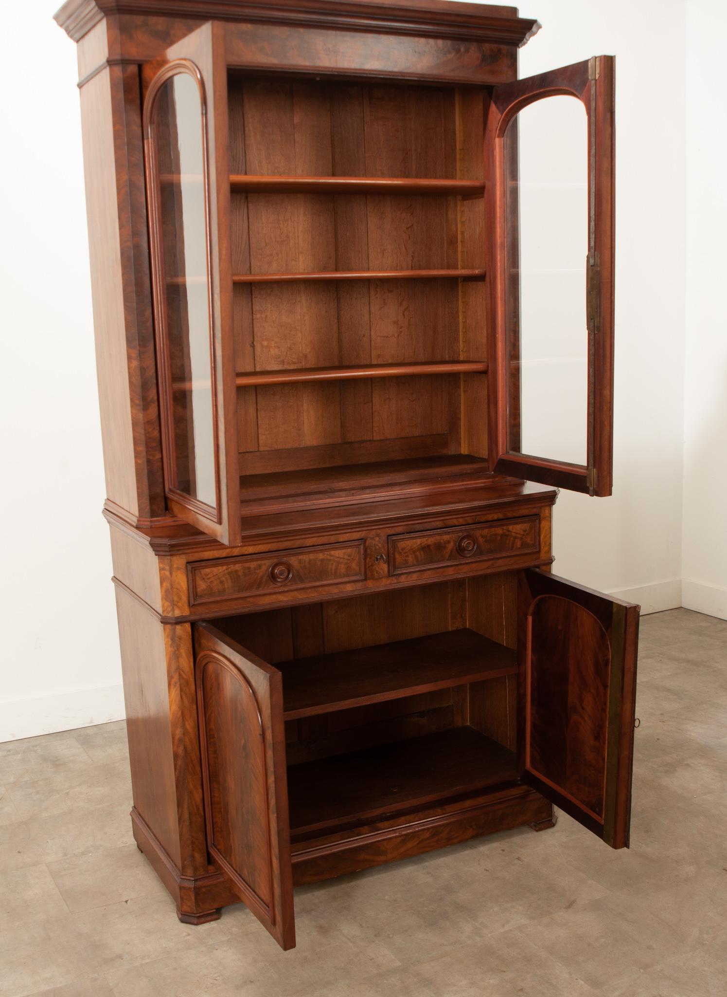 French 19th Century Solid Mahogany Louis Philippe Style Bibliotheque 4