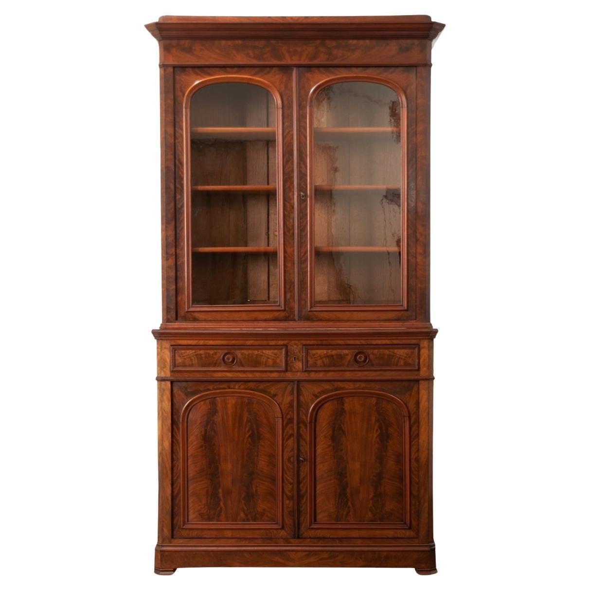 French 19th Century Solid Mahogany Louis Philippe Style Bibliotheque