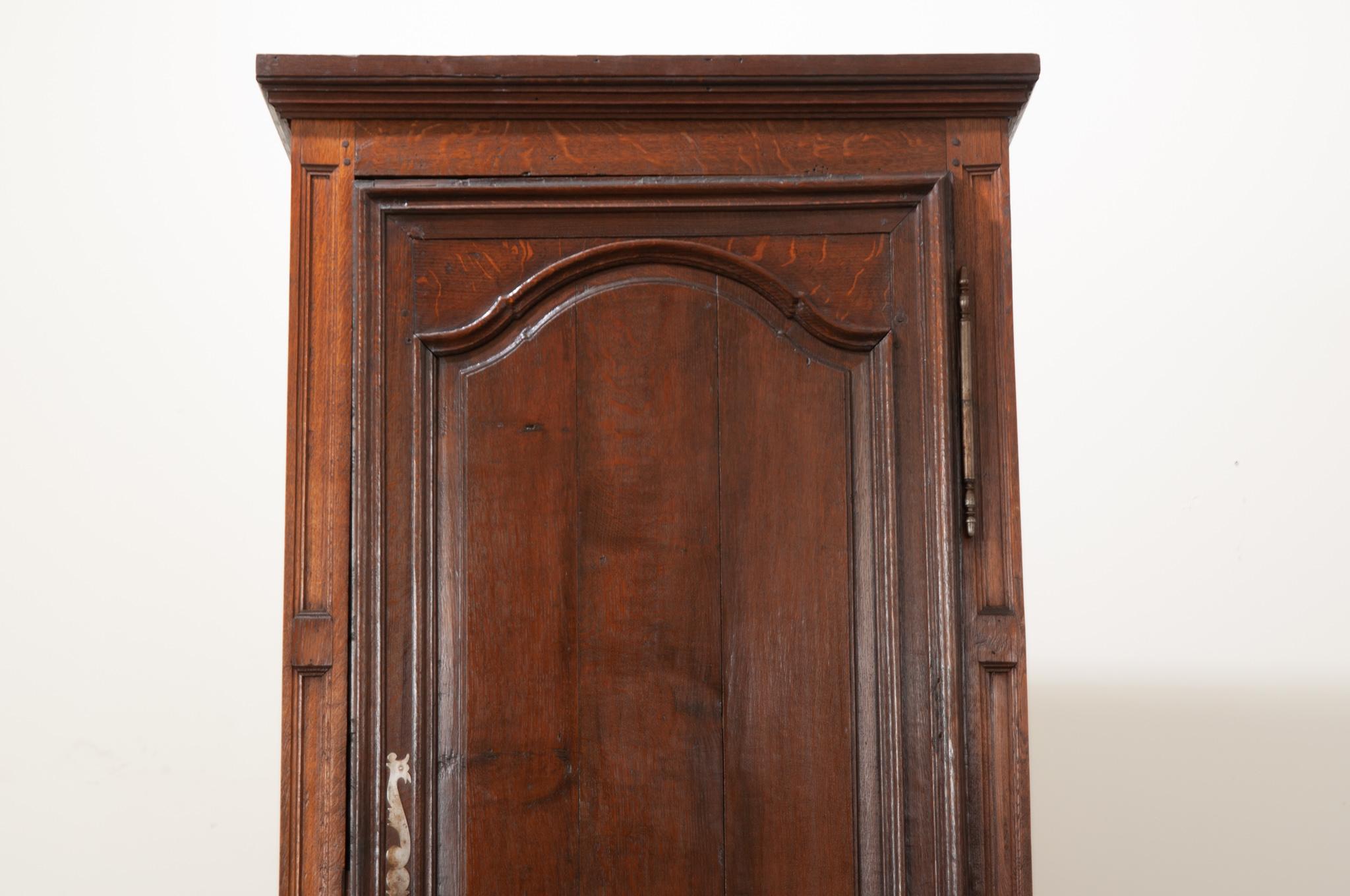 Hand-Crafted French 18th Century Solid Oak Bonnetiere For Sale