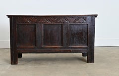 French 19th Century Solid Oak Carved Coffer