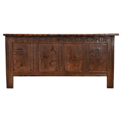 Antique French 19th Century Solid Oak Coffer