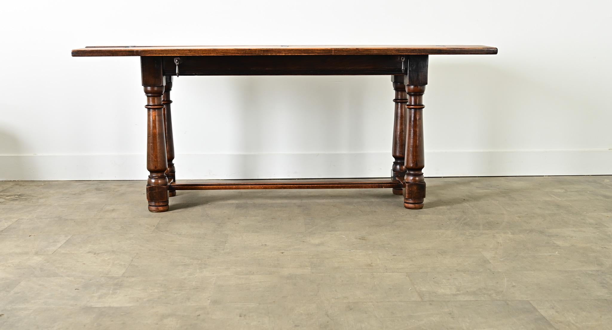 Iron French 18th Century Solid Oak Console-Dining Table For Sale