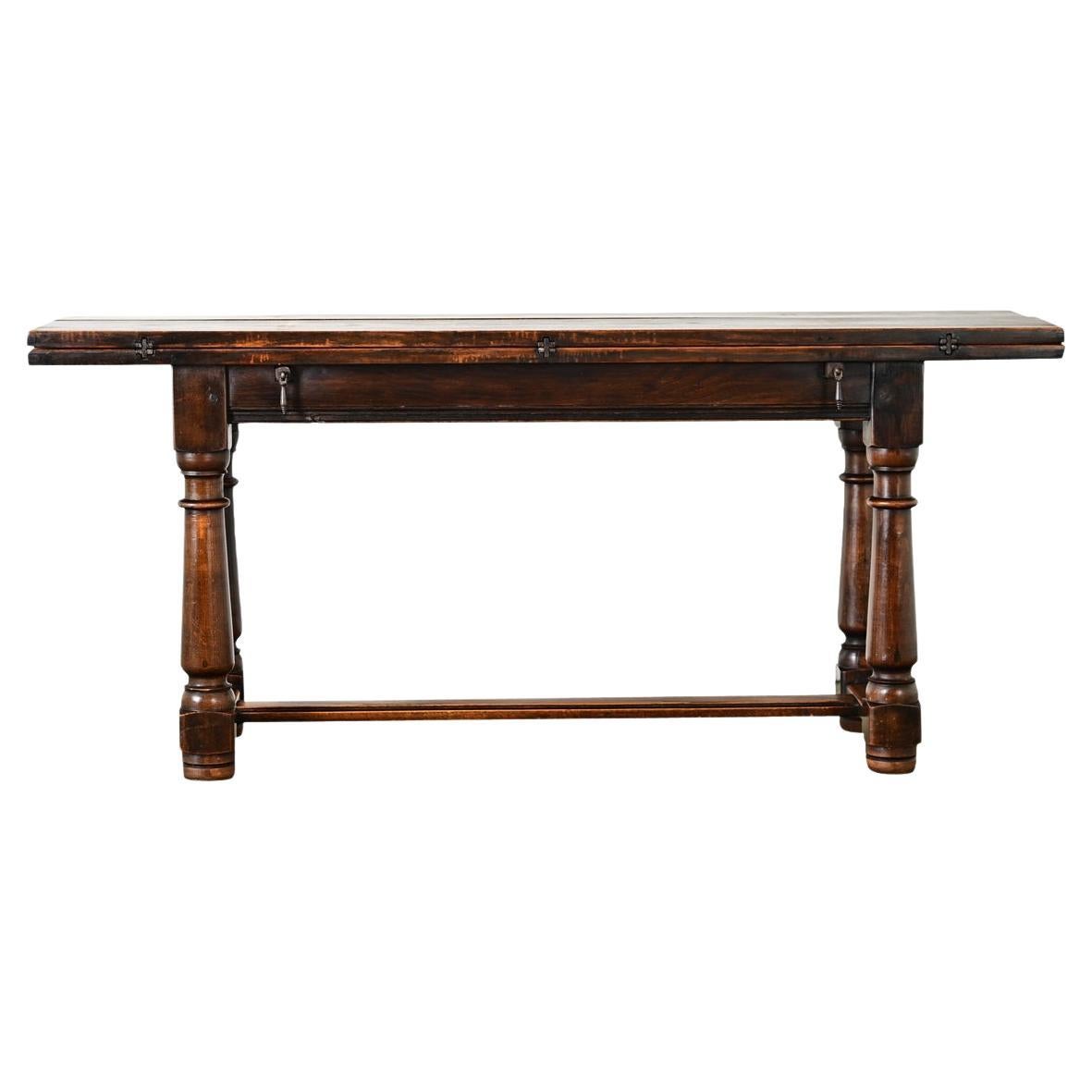 French 18th Century Solid Oak Console-Dining Table For Sale