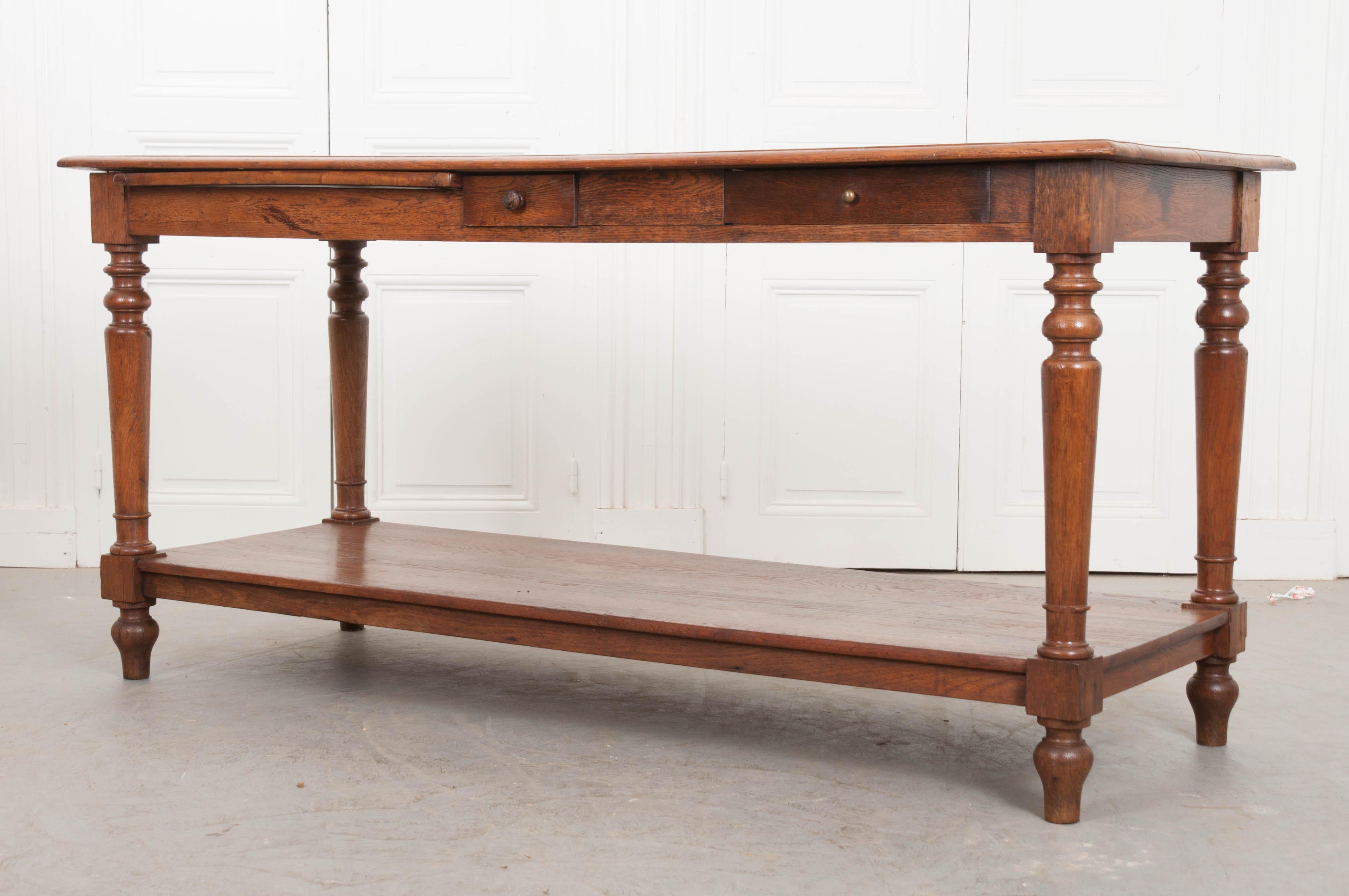 French 19th Century Solid Oak Drapery Table 6