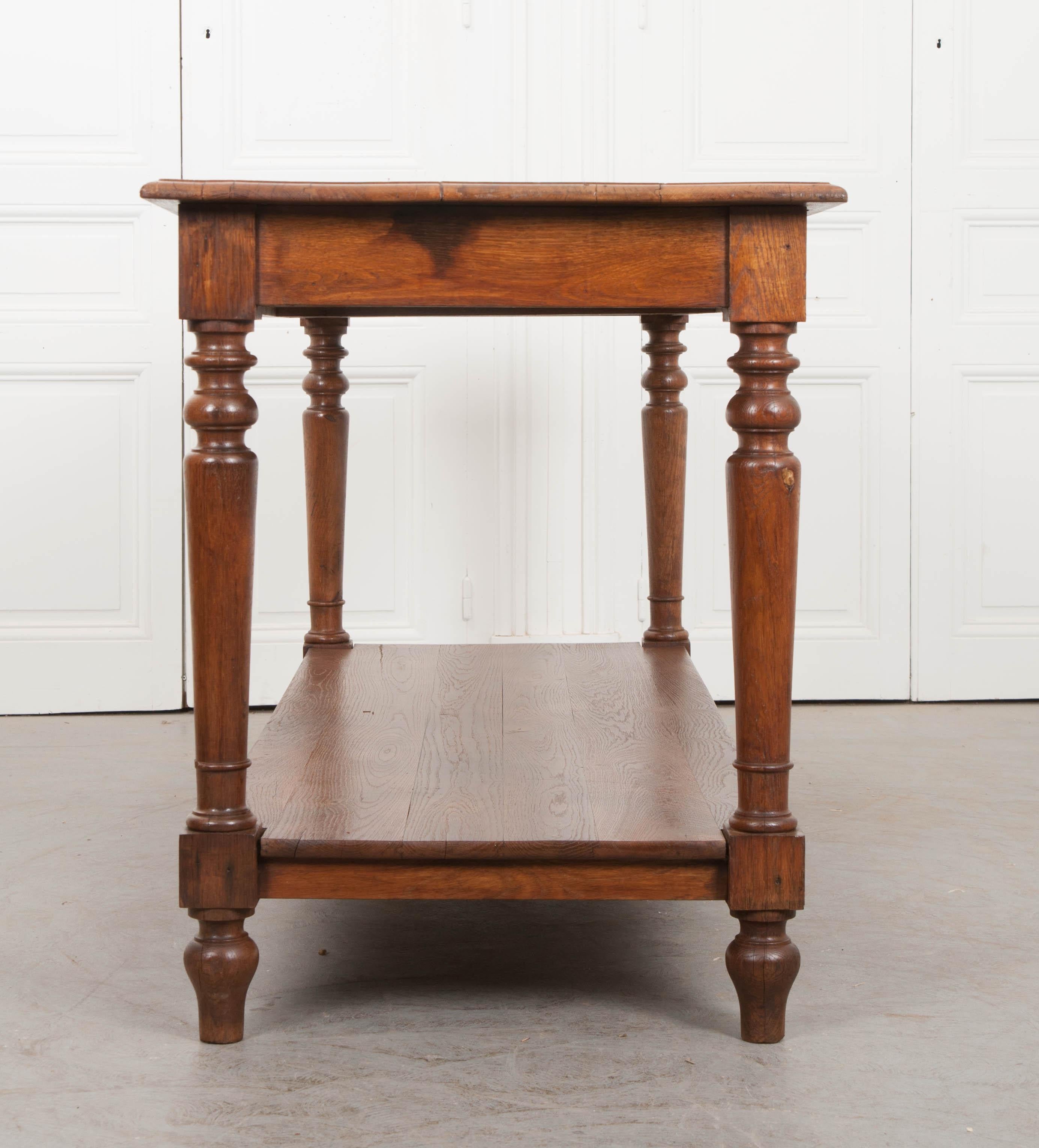 French 19th Century Solid Oak Drapery Table 7