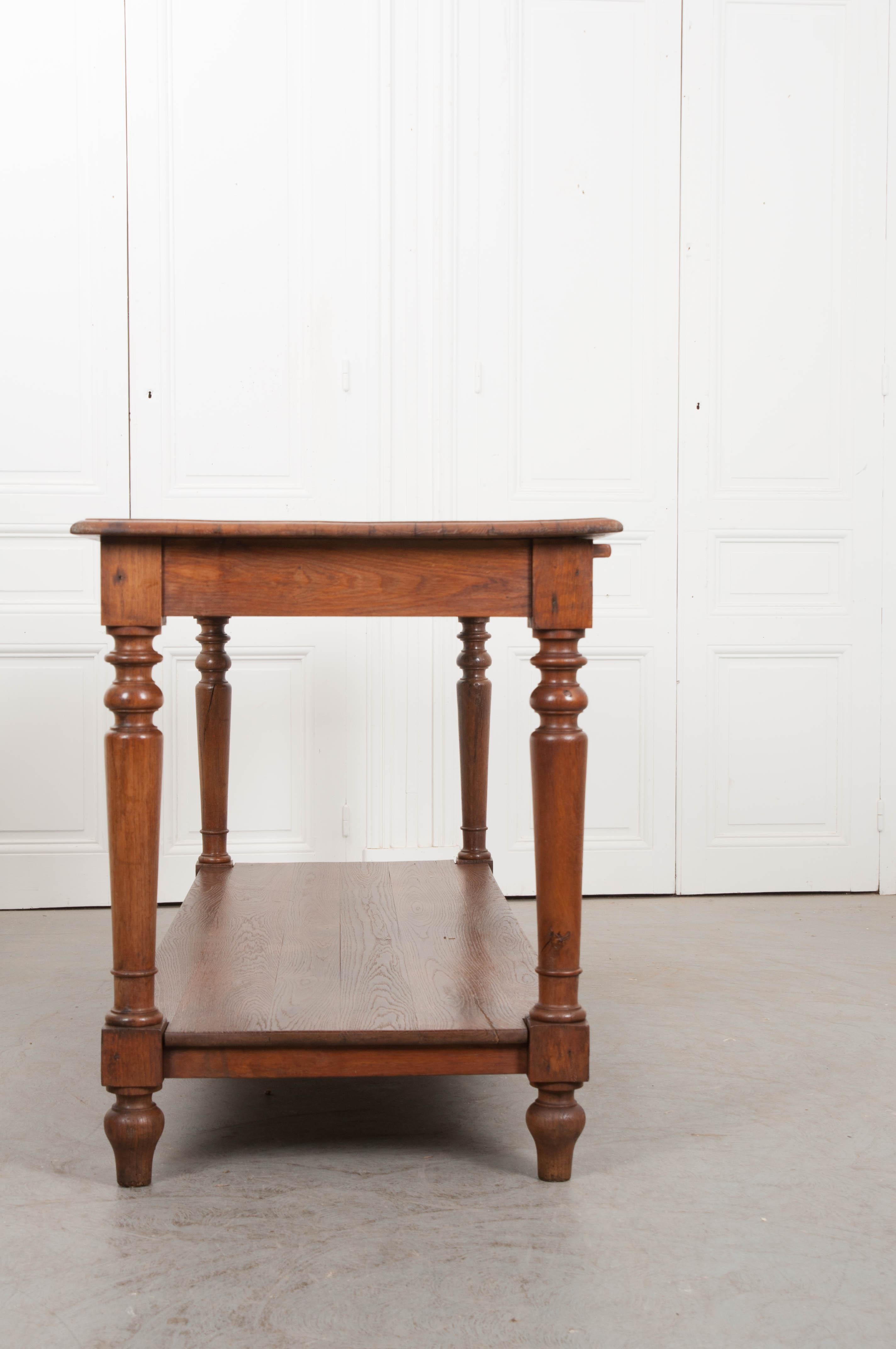 French 19th Century Solid Oak Drapery Table 8