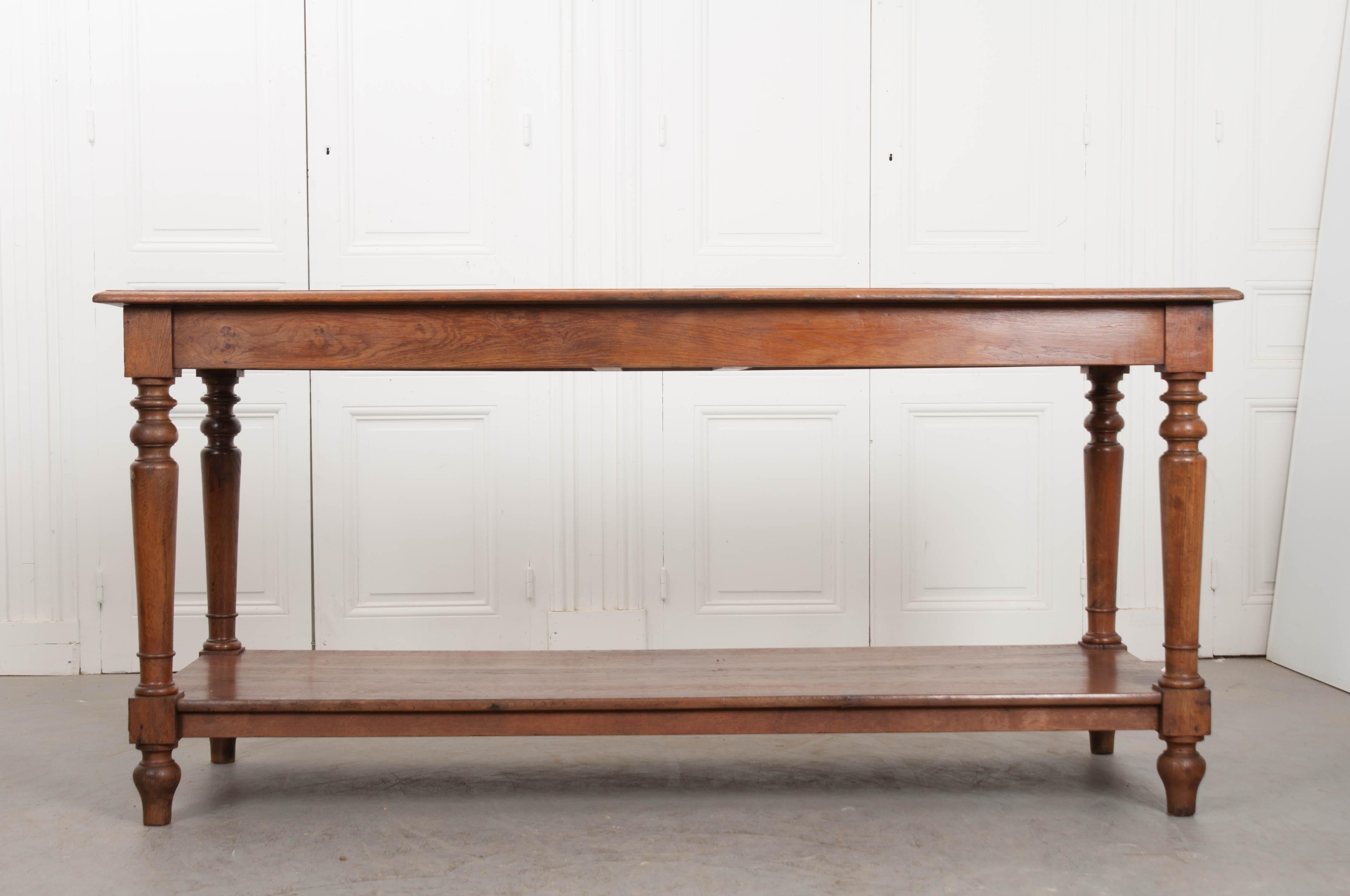 French 19th Century Solid Oak Drapery Table 9