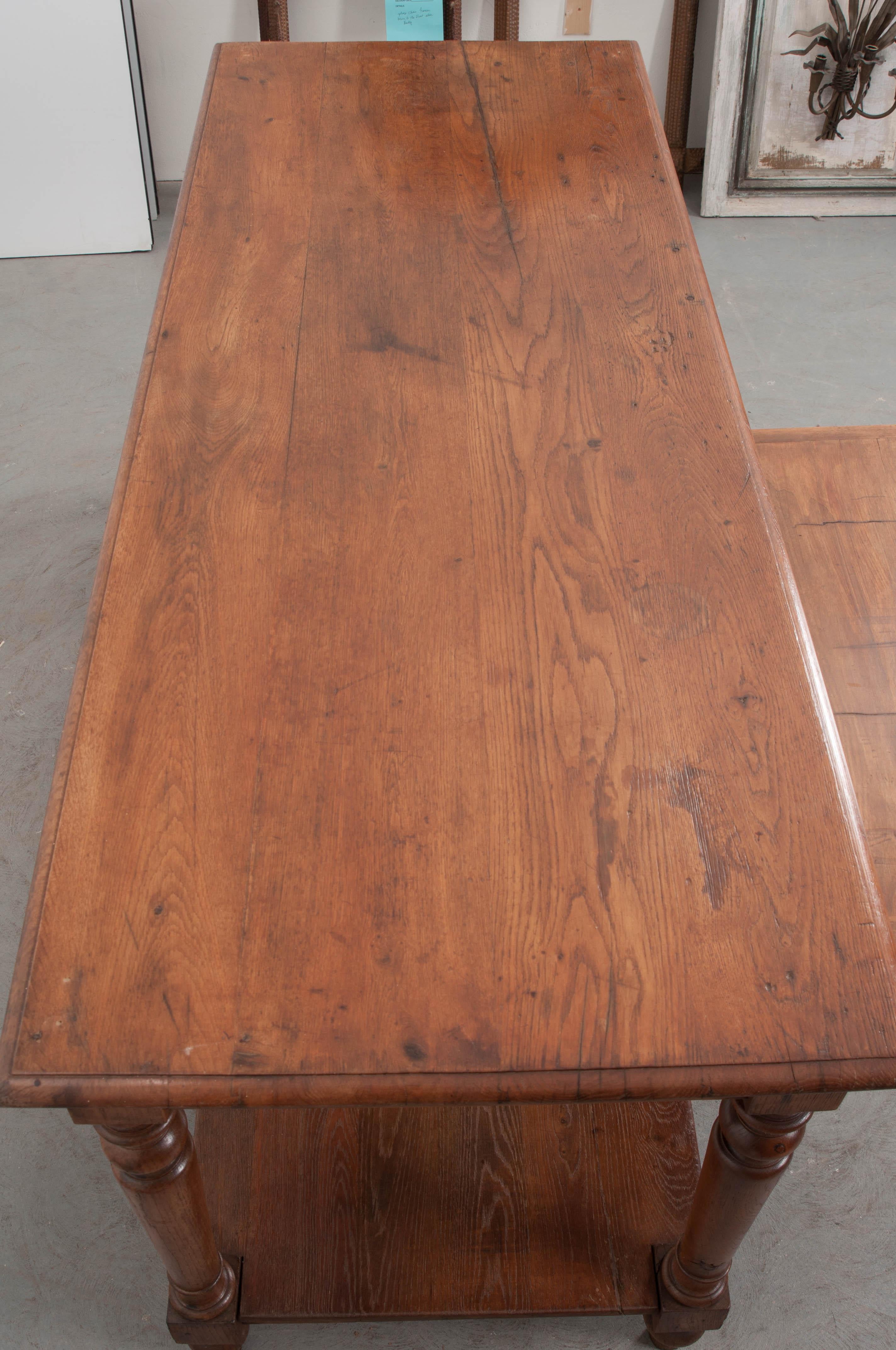 French 19th Century Solid Oak Drapery Table 1