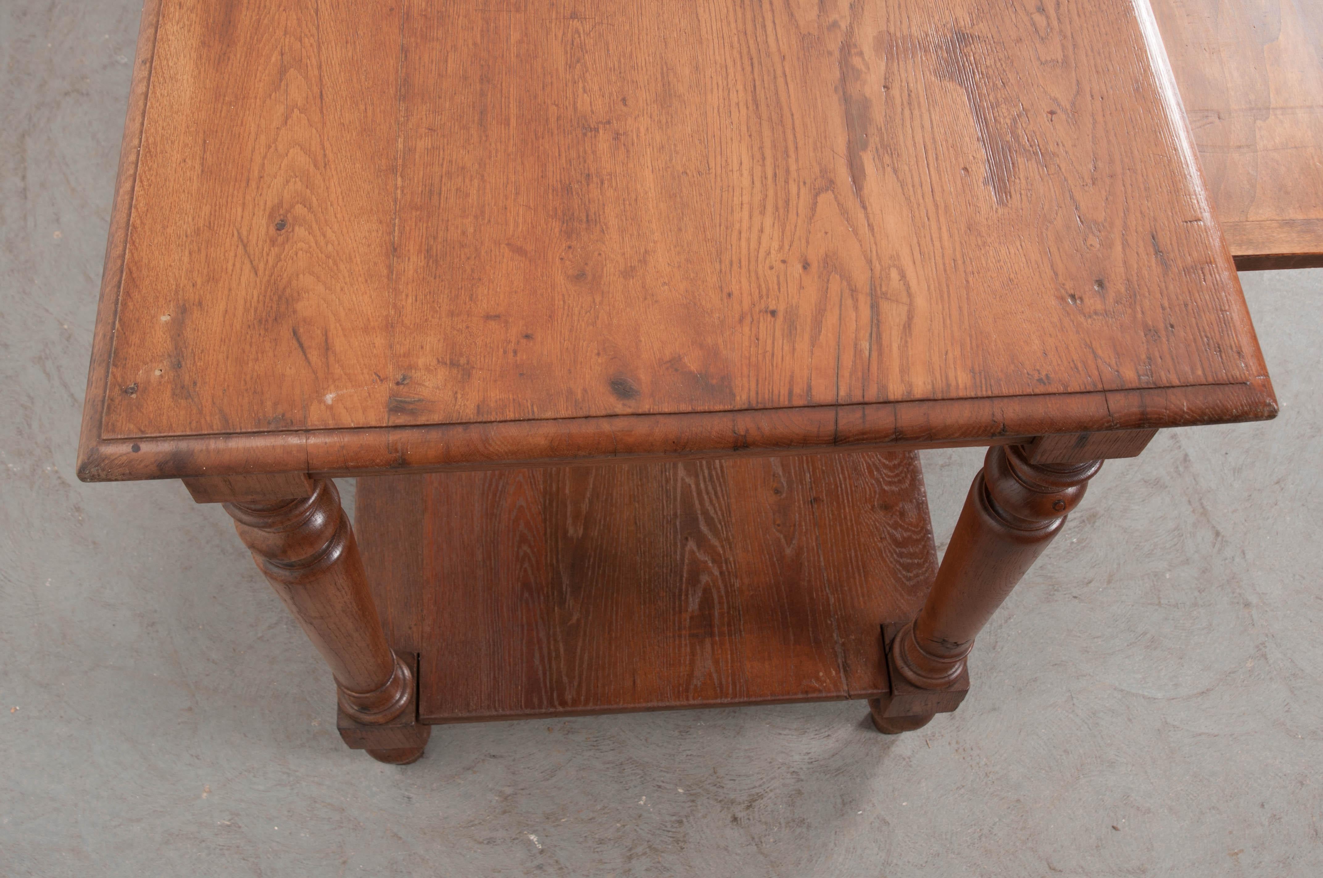 French 19th Century Solid Oak Drapery Table 3