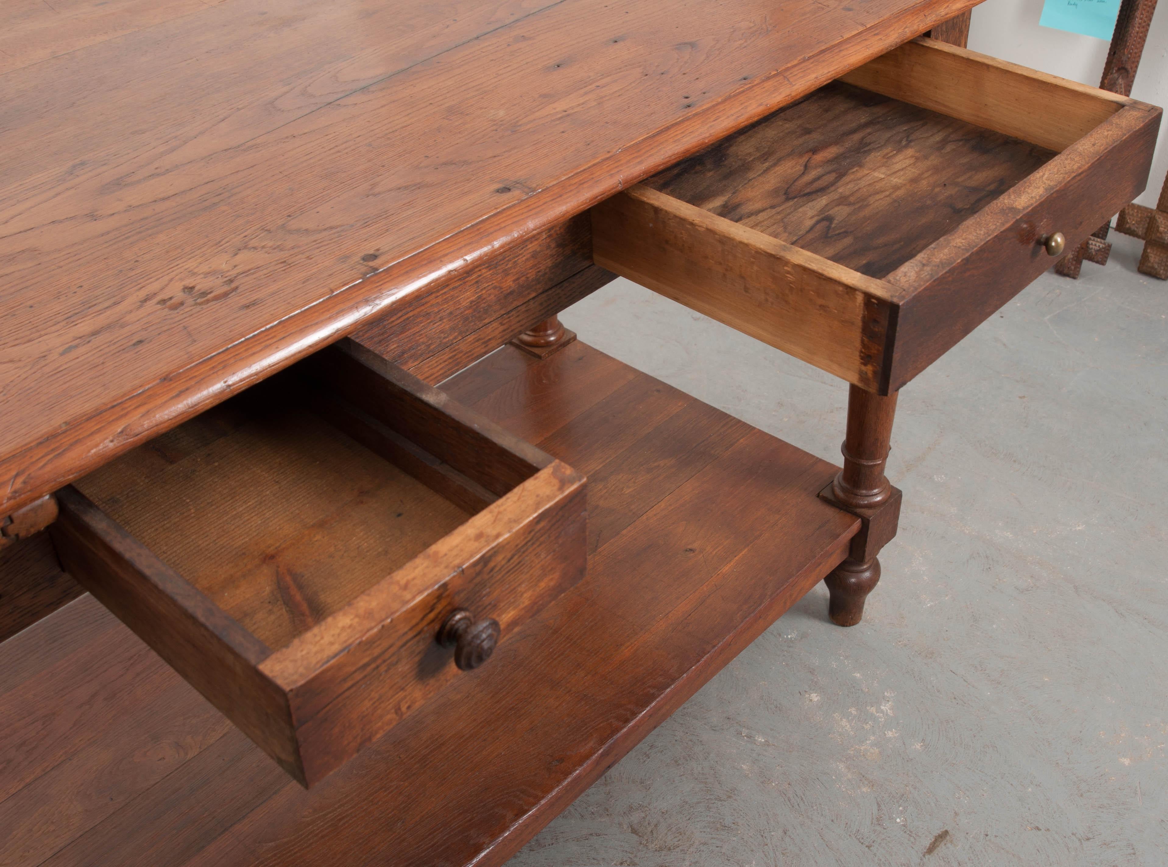 French 19th Century Solid Oak Drapery Table 4