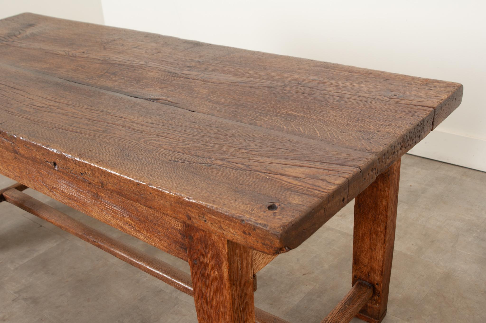 French 19th Century Solid Oak Farm Table For Sale 4