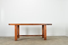 Tavolo da fattoria in rovere massiccio francese del XIX secolo